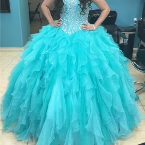 Turquoise Ball Gown with Sequin Bodice
